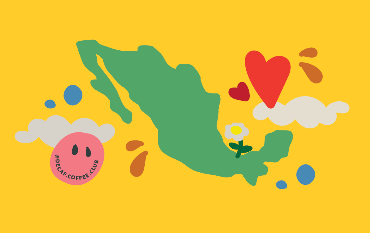 A cartoon representation of Mexico with some added graphic decorations