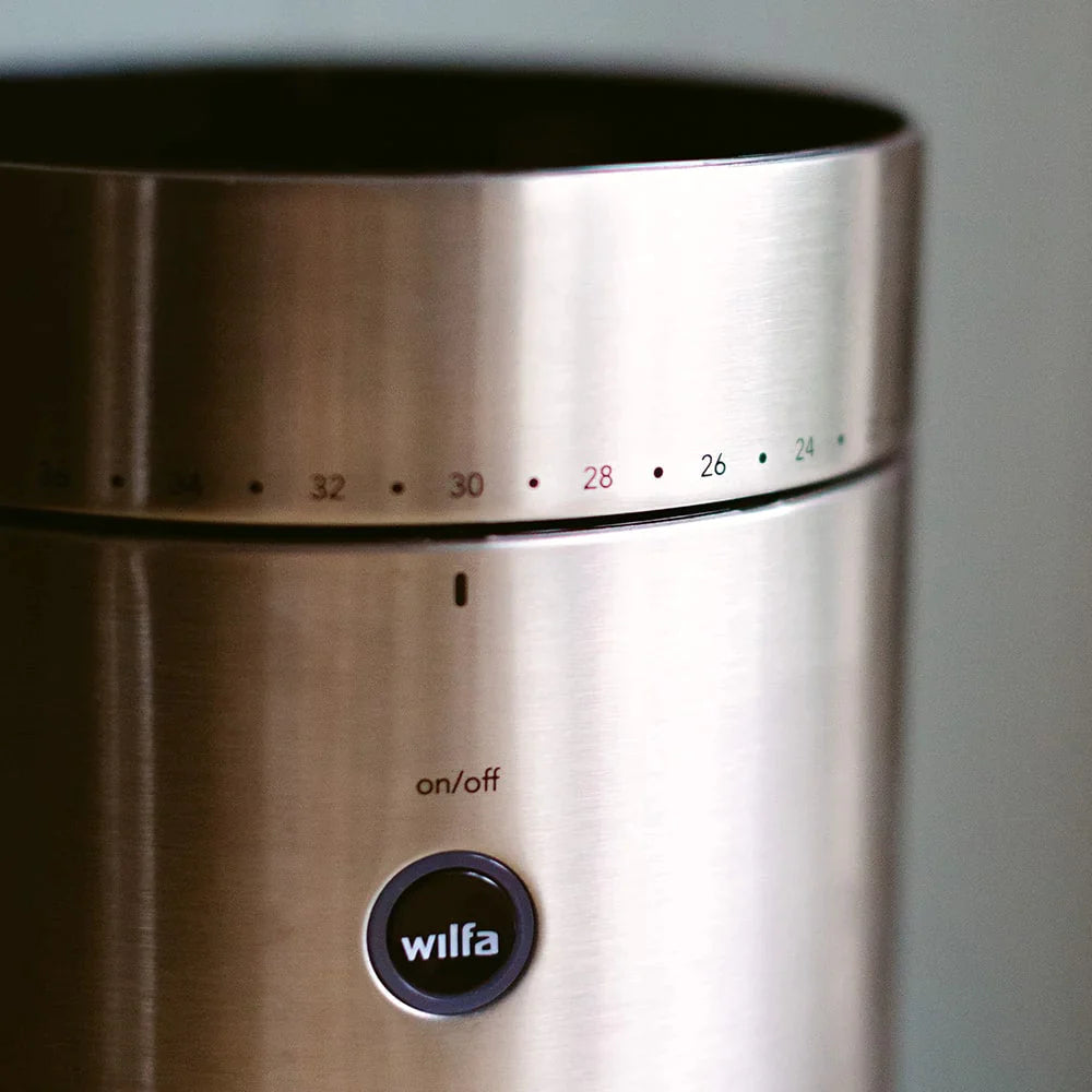 A closeup of the grind setting on the wilfa uniform coffee grinder